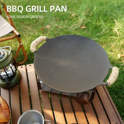 Outdoor Camping BBQ Cast Iron Grill Pan (Only Barbecue Pan)