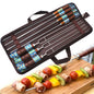 Outdoor Picnic BBQ Skewers Needle Barbecue Fork Wooden Handle Set