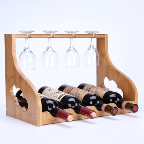 Bamboo Wine Rack Wine Glass Goblet Holder Upside Down Wine Bottle Stand