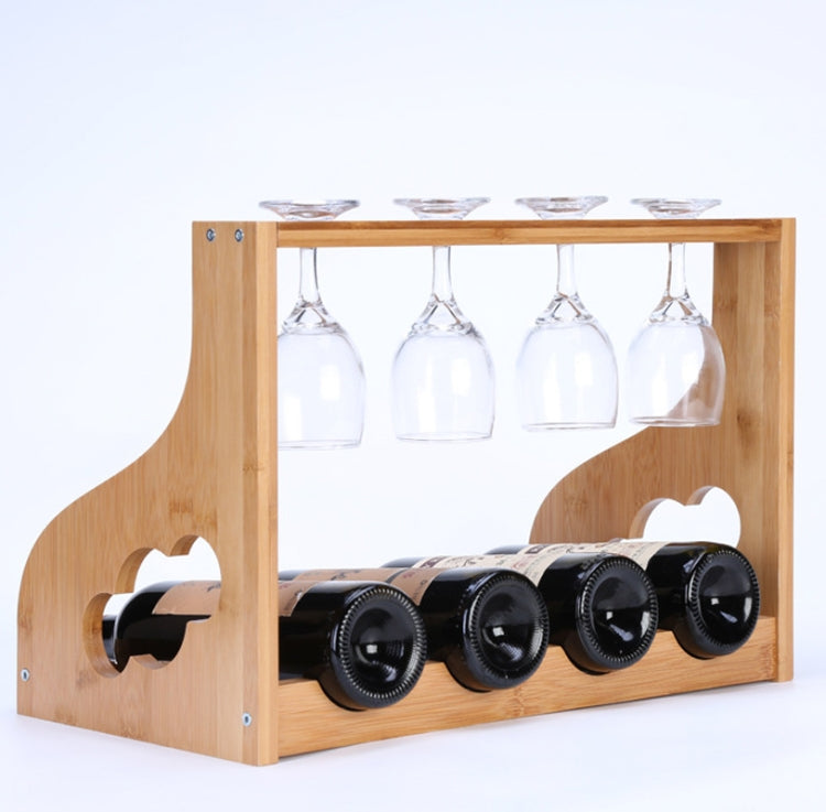 Bamboo Wine Rack Wine Glass Goblet Holder Upside Down Wine Bottle Stand