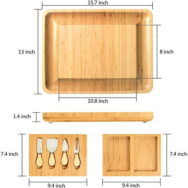 Bamboo Cheese Board and Charcuterie Boards Set with 4 Cheese Knives