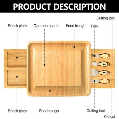 Bamboo Cheese Board and Charcuterie Boards Set with 4 Cheese Knives