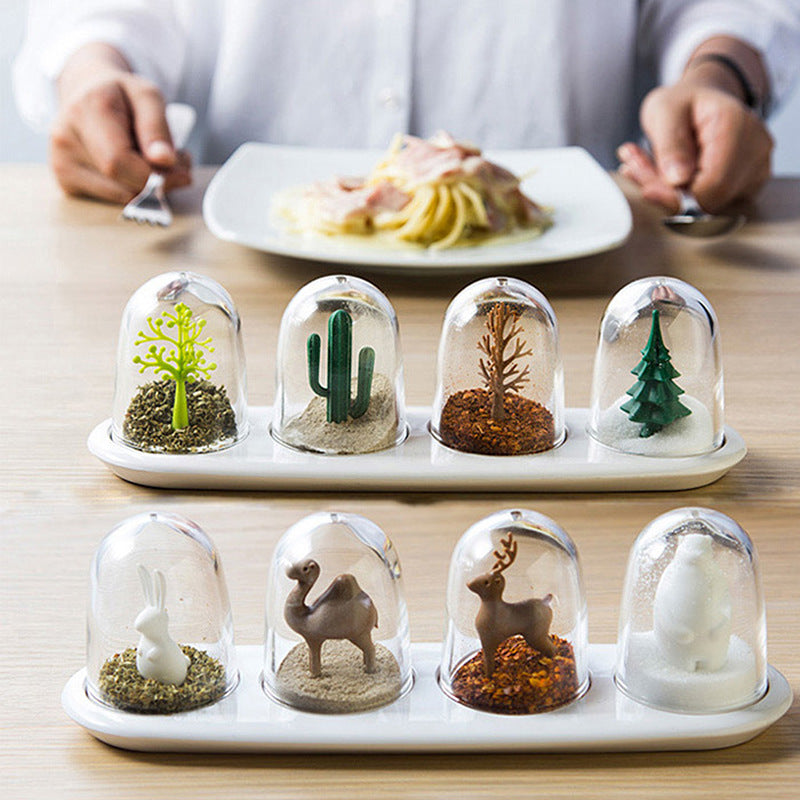 4 in 1 Kitchen Spice Jars Cartoon Animals Shape Seasoning Bottle Set