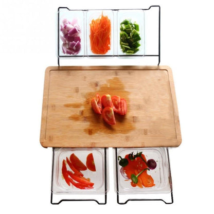 Bamboo Cutting Board with 5 Containers Set