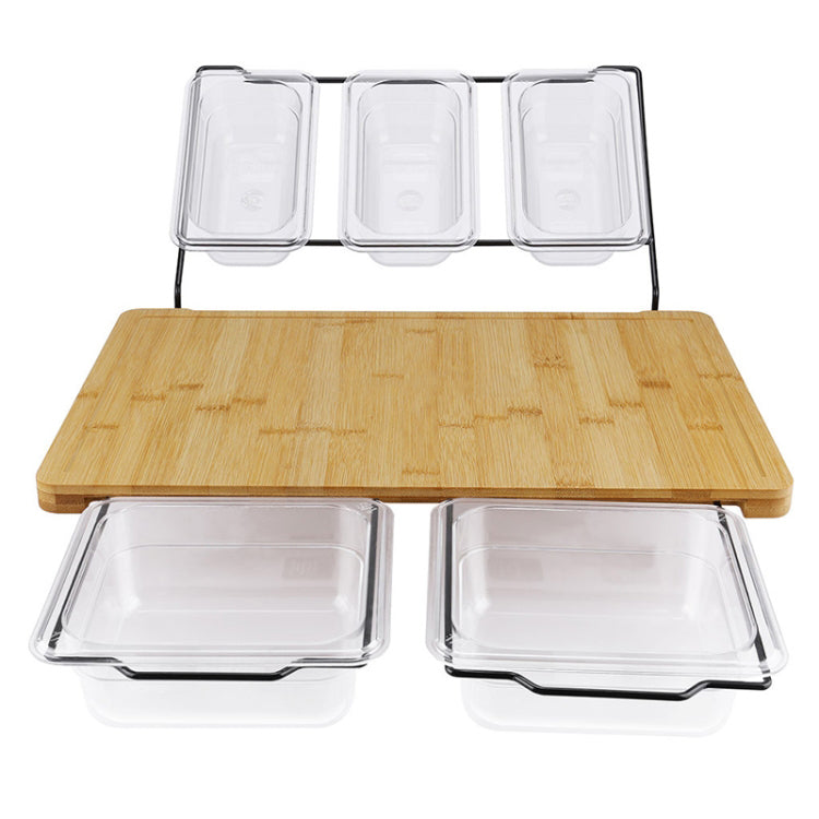 Bamboo Cutting Board with 5 Containers Set