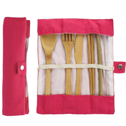 compact bamboo utensil set for camping