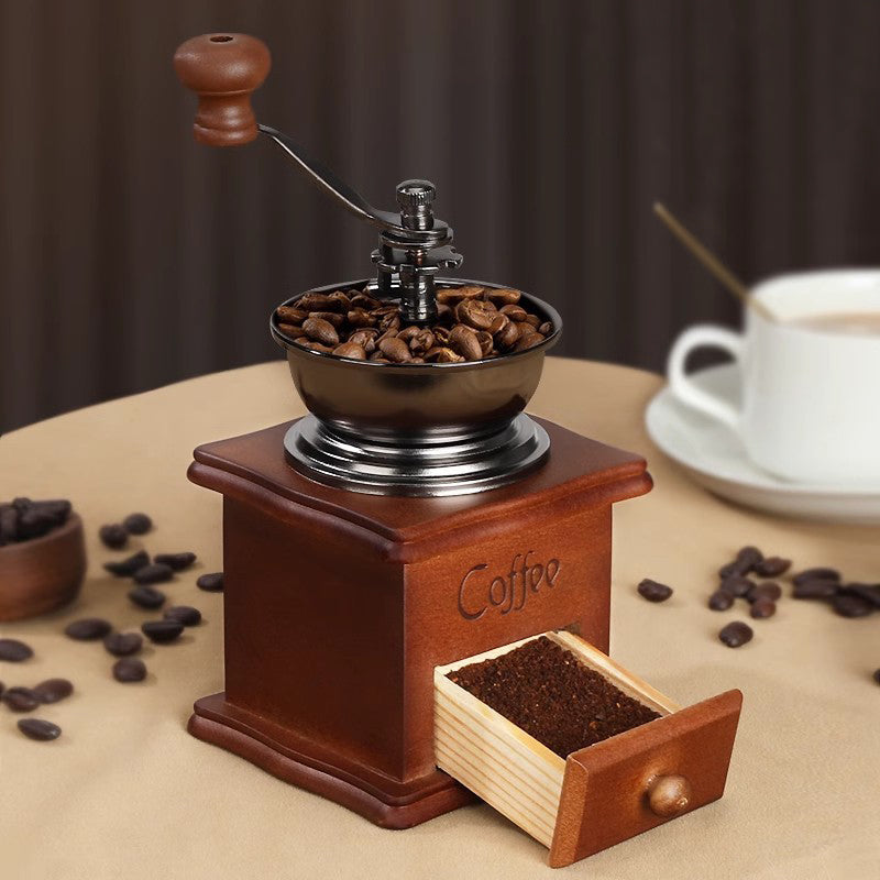 wooden base manual coffee grinder for coffee enthusiasts