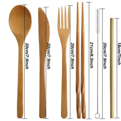 bamboo travel kit with spoon fork knife