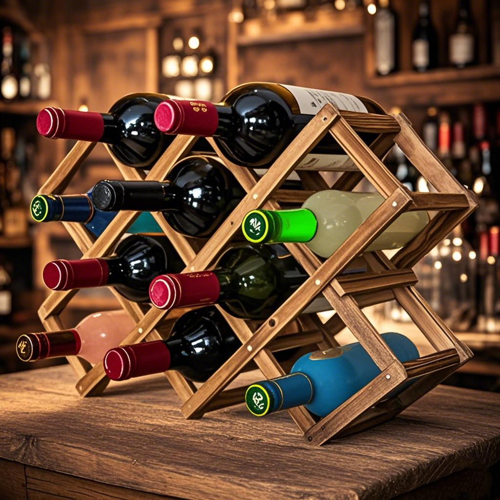 10-bottle wooden wine rack for dining room